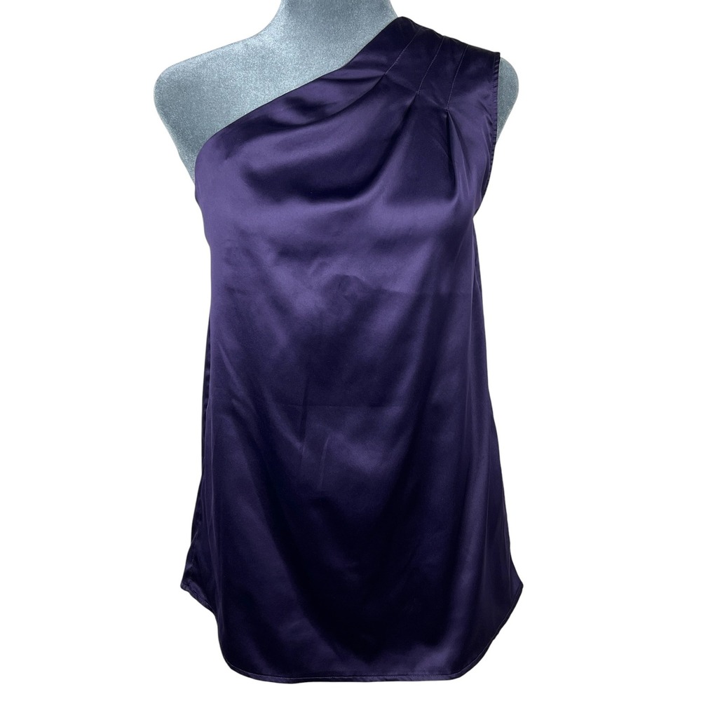 The Limited One Shoulder Y2K Top XS Purple Satin McBling Indie Going Out Regency